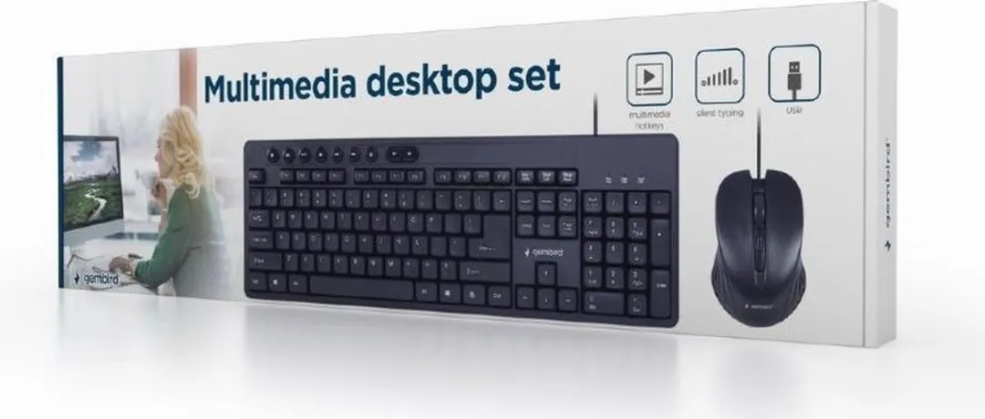 Gembird KBS-UM-04 Desktopset - Bedraad Toetsenbord & Muis - Zwart