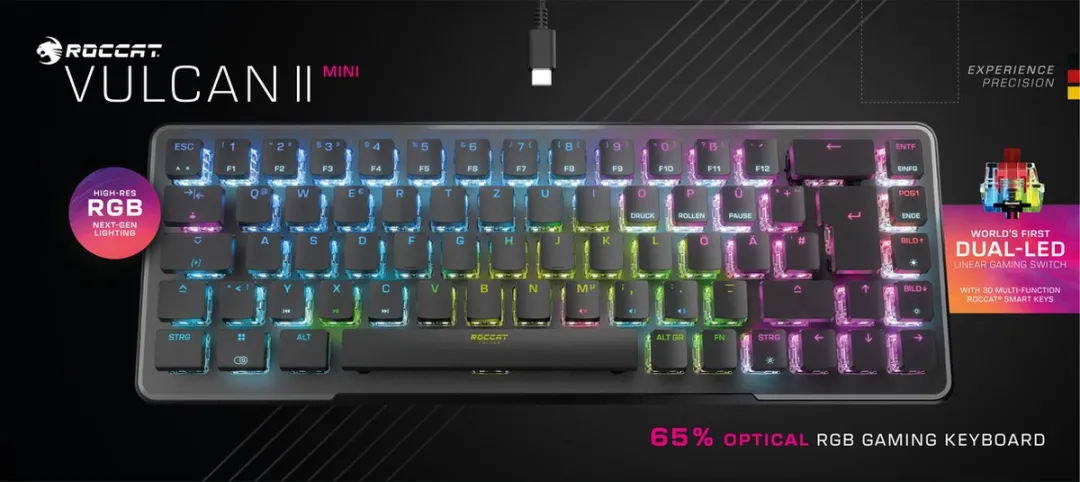Roccat Vulcan II Mini ROCA20.BX.GAKE Bedraad Gaming Toetsenbord - US Layout - Zwart - afbeelding 6 van 6