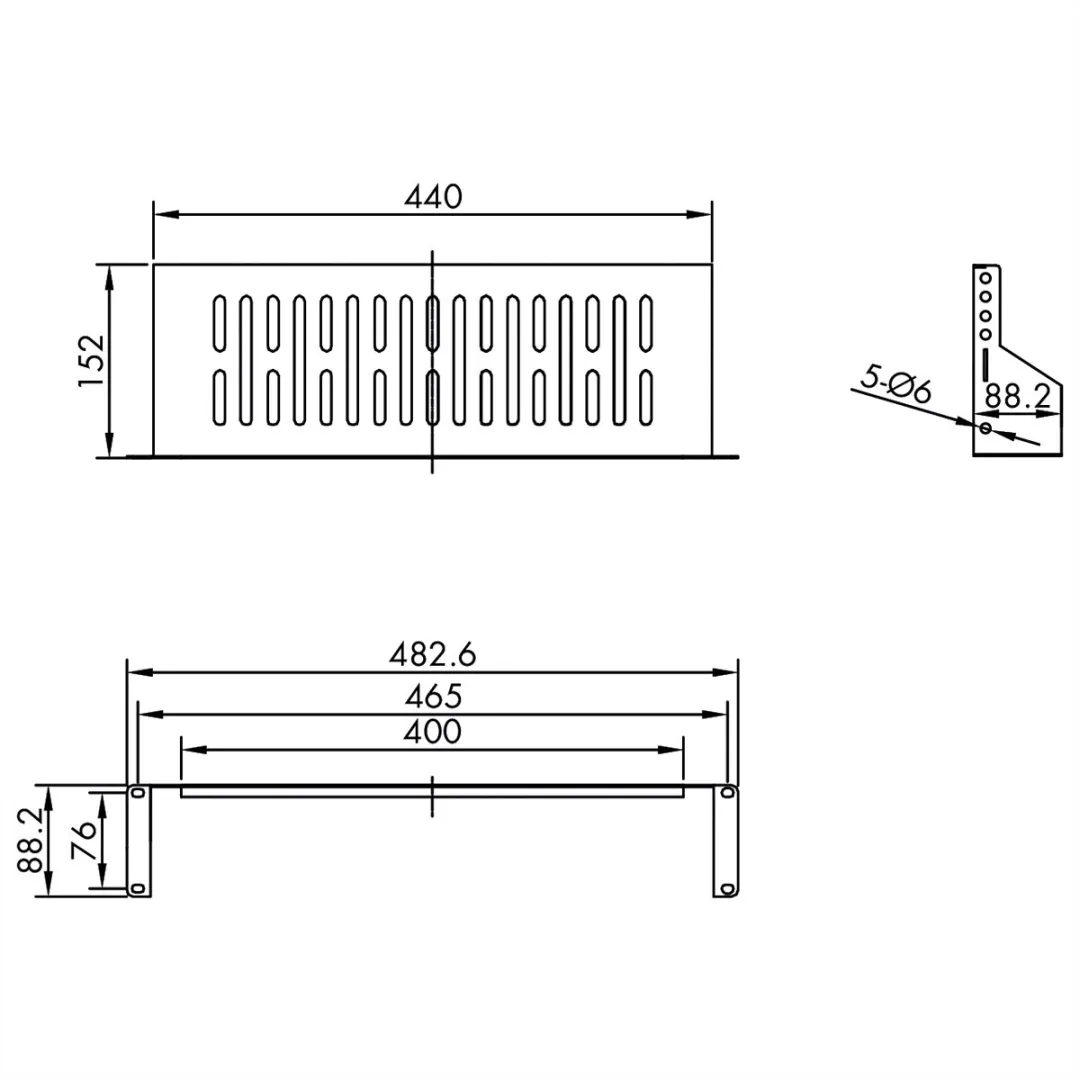 Value 19" Legplank 2 HE - 150mm - 15kg - U-vorm - Zwart