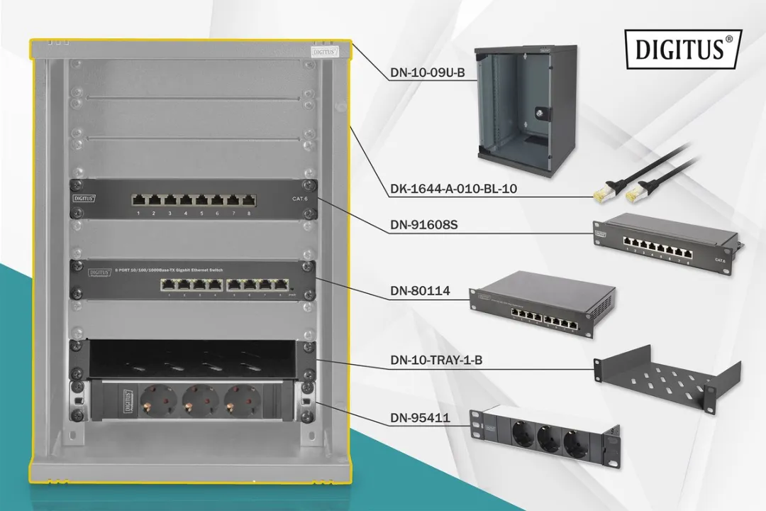 Digitus DN-10-SET-2-B Netwerkset 10 inch - 8-poorts Switch & Patchpanel - 4000W