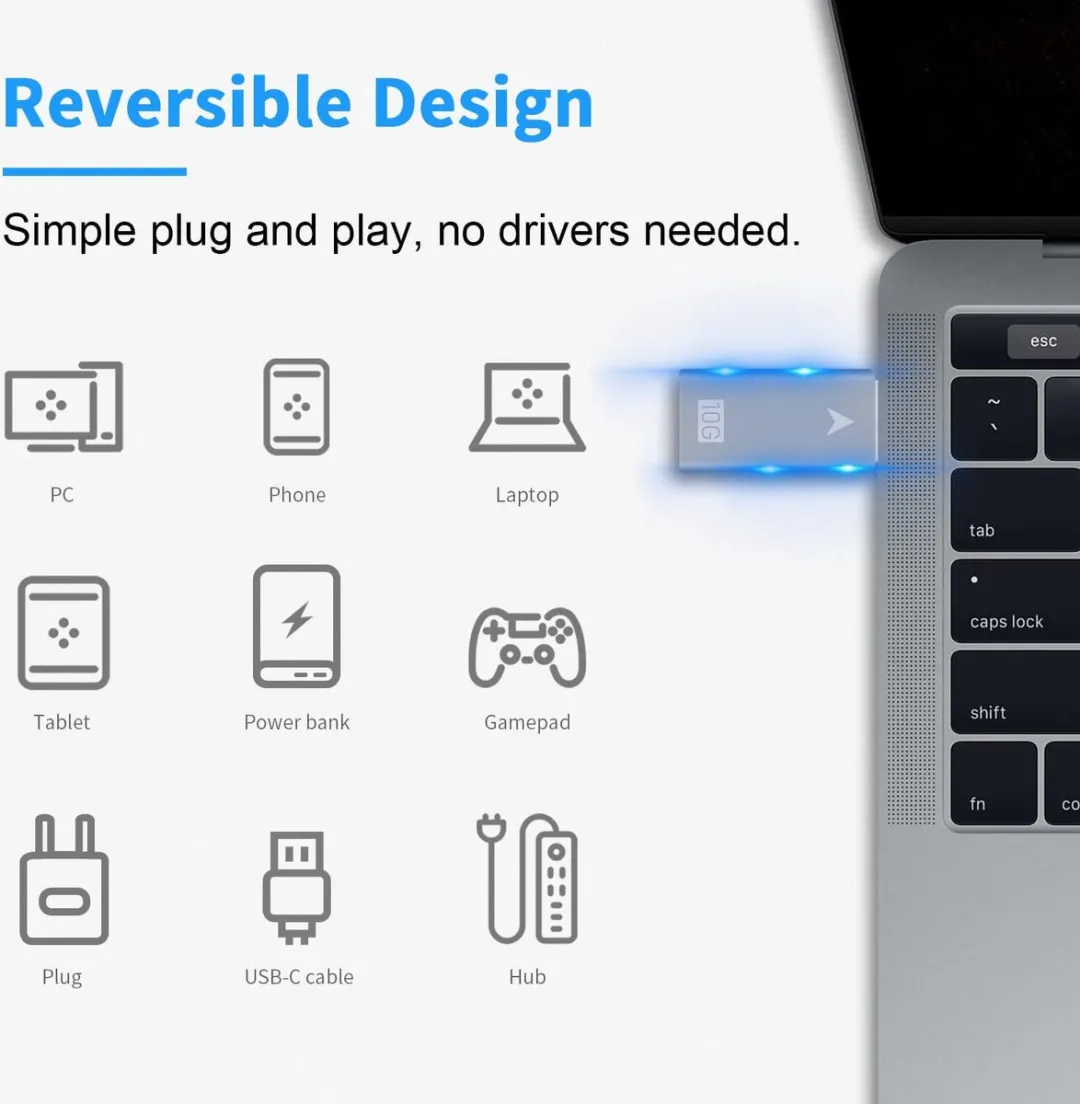 NÖRDIC C-OTG22 USB-C naar USB-A Adapter 10Gbps - Zilver