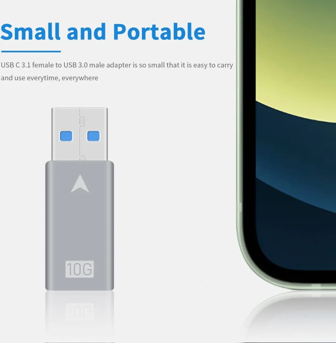 NÖRDIC C-OTG22 USB-C naar USB-A Adapter 10Gbps - Zilver