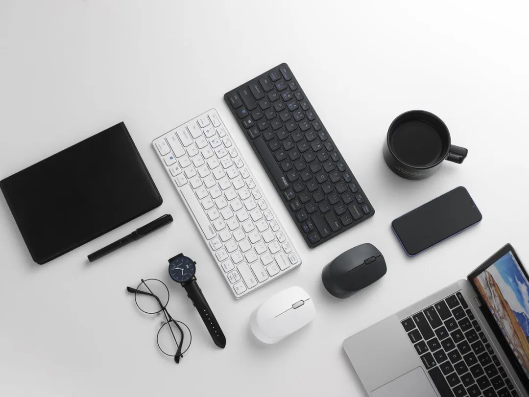 Rapoo Blade 9600M Toetsenbord en Muis-set - Draadloos - Compact - QWERTY - Ultradun design - Multi-mode - Bluetooth 3.0/4.0, 2,4 GHz - Donker Grijs