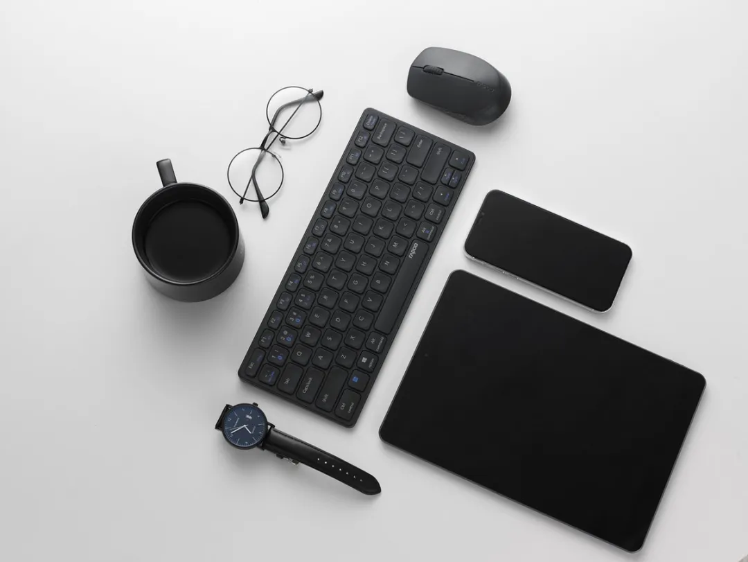 Rapoo Blade 9600M Toetsenbord en Muis-set - Draadloos - Compact - QWERTY - Ultradun design - Multi-mode - Bluetooth 3.0/4.0, 2,4 GHz - Donker Grijs