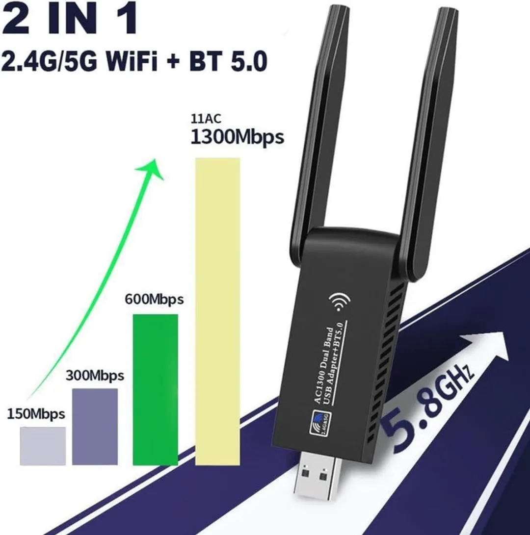 NÖRDIC BTWF-102 USB Adapter Bluetooth 5.0 WiFi 6 - Zwart