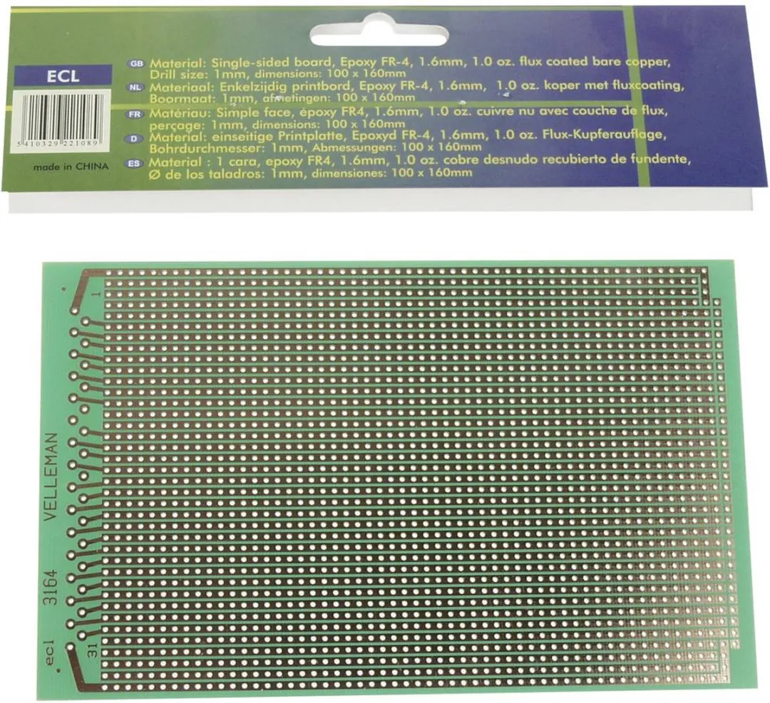Velleman Eurocard ECL Volle-lijn PCB 100x160mm