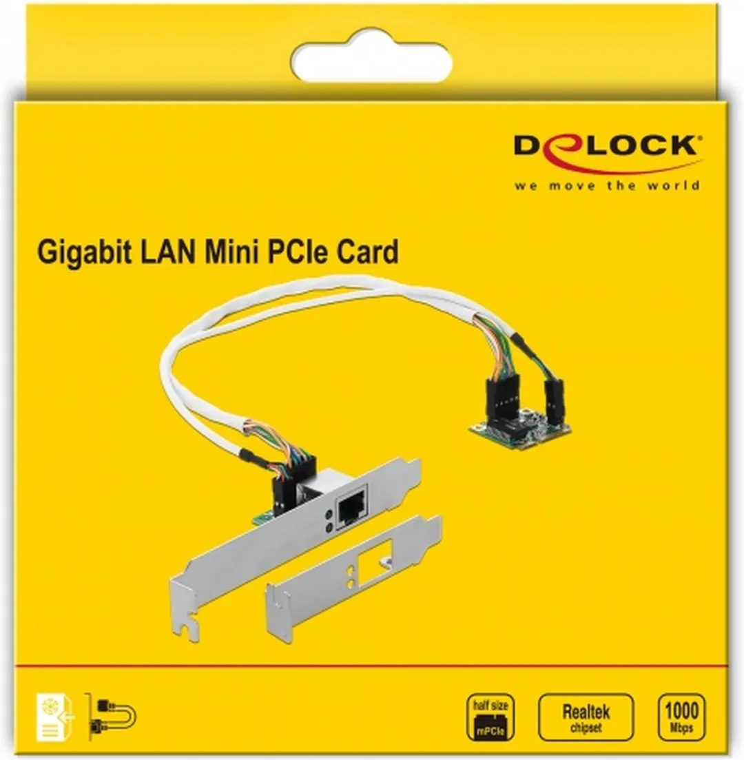 Delock Mini PCIe I/O 1x RJ45 Gigabit LAN - Zwart