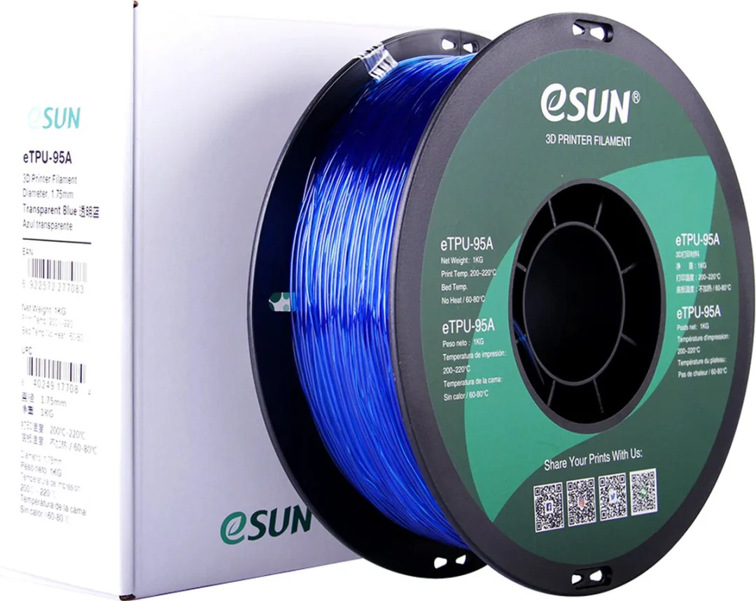 ESUN Transparant Blauw eTPU-95A Filament 1,75mm - 1kg