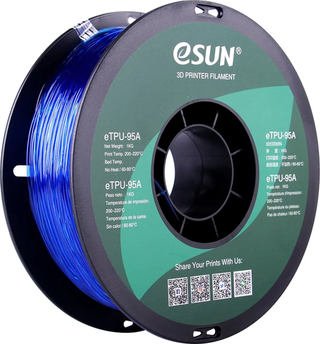 ESUN Transparant Blauw eTPU-95A Filament 1,75mm