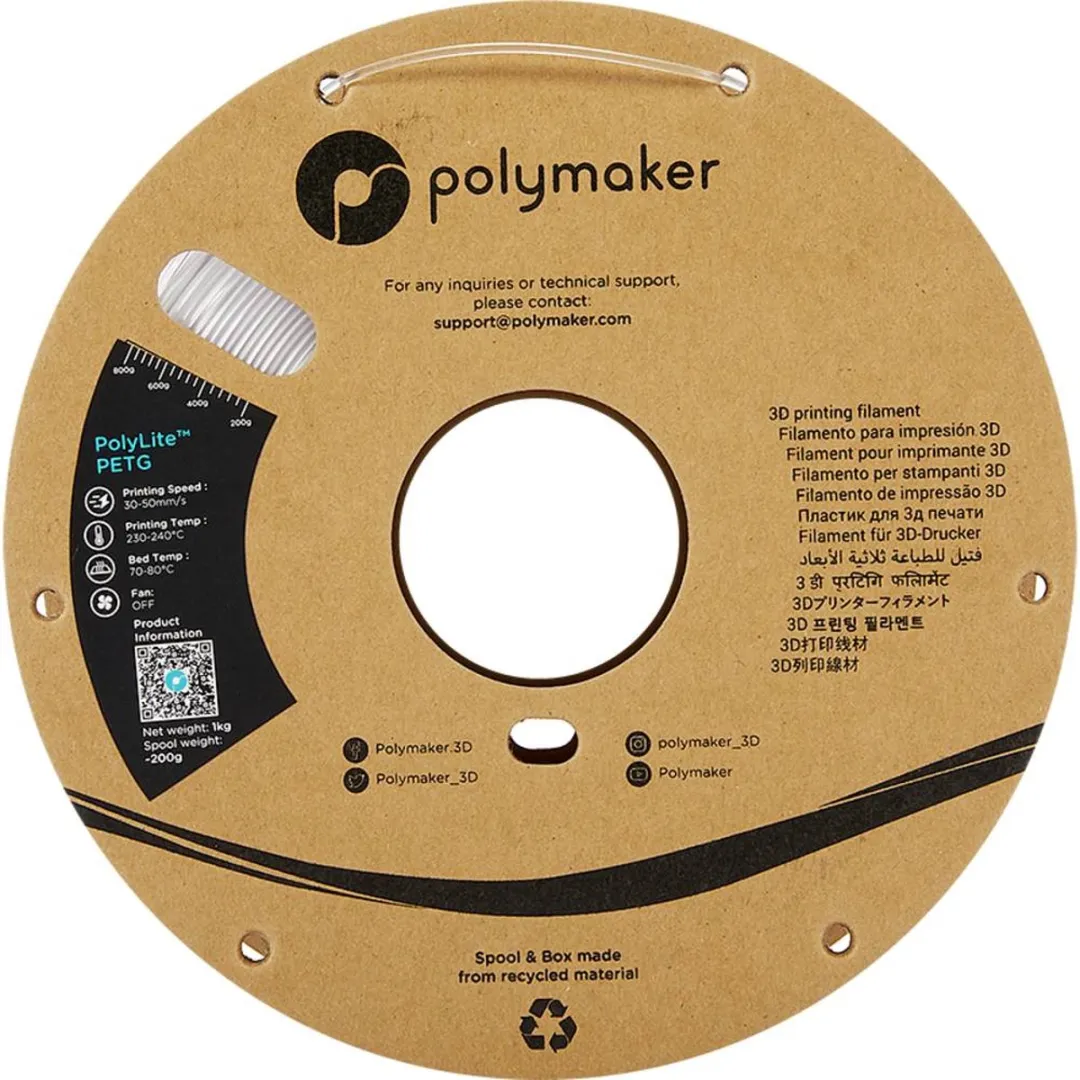 Polymaker PolyLite PETG Filament 1.75mm - 1000g Transparant