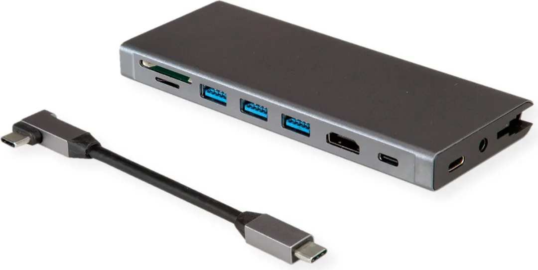 Value VALUE 12.99.1138 USB-C Docking Station - 4K60 HDMI - 4x USB 3.2 - 1x PD - RJ45 - Zwart/Grijs