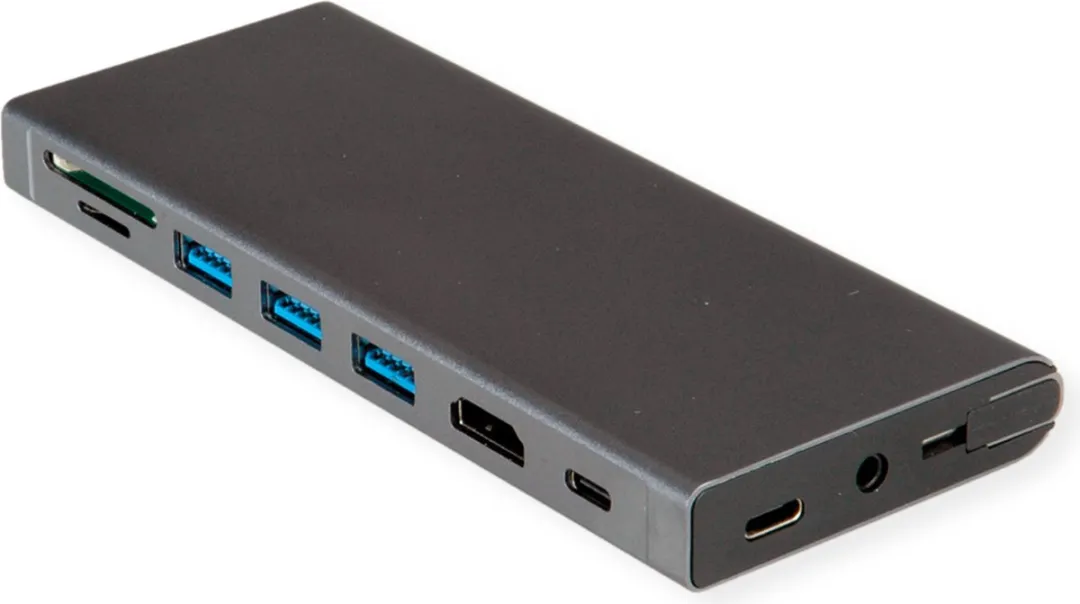 Value VALUE 12.99.1138 USB-C Docking Station - 4K60 HDMI - 4x USB 3.2 - 1x PD - RJ45 - Zwart/Grijs