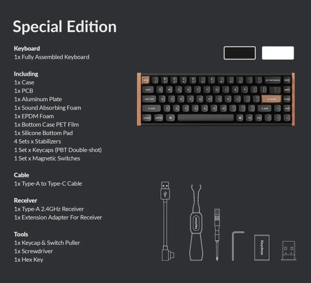 Keychron K6 HE K6H-F1 Toetsenbord - Nebula Magnetic Switch - Bruin/Zwart