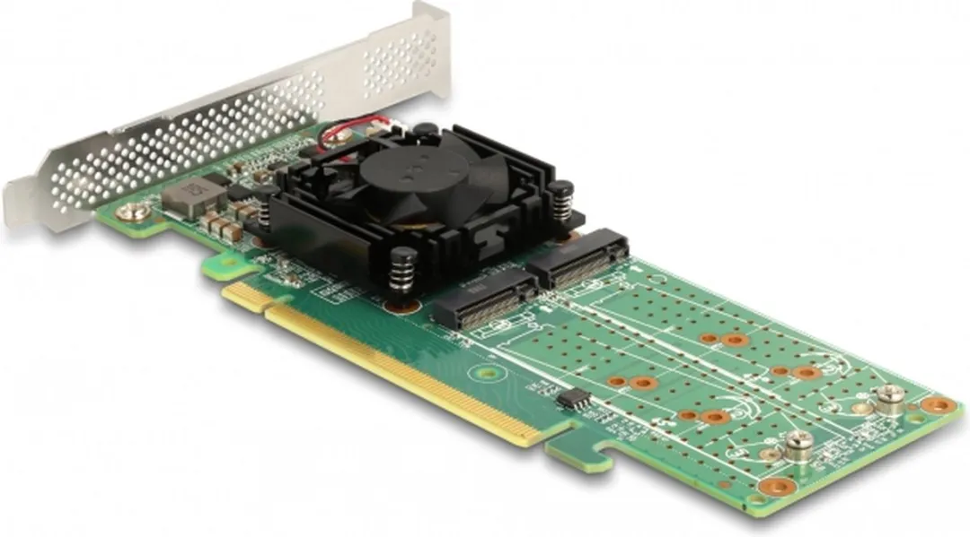 Delock PCIe x16 naar 4x M.2 NVMe - Groen