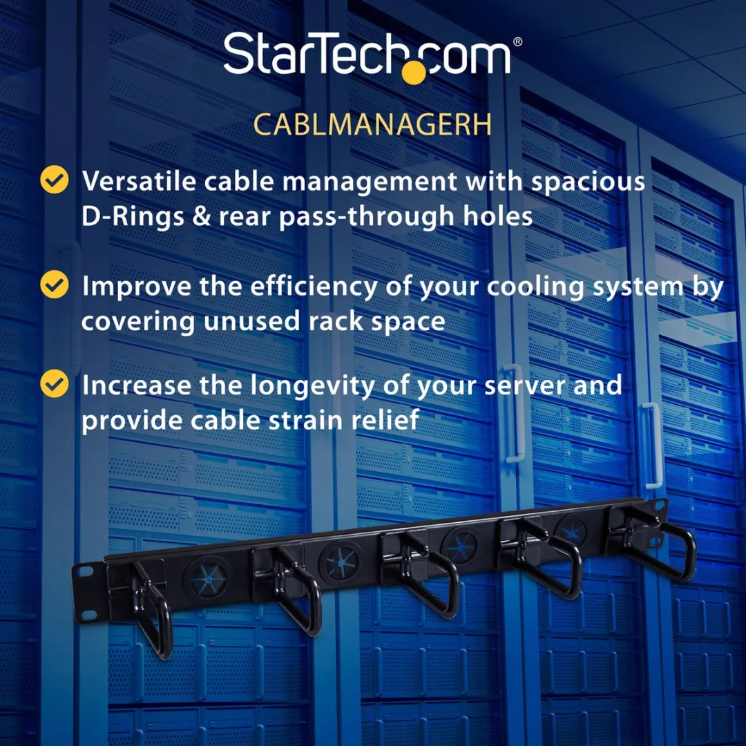 Startech CABLMANAGERH Kabelmanagementpaneel 1U - Zwart