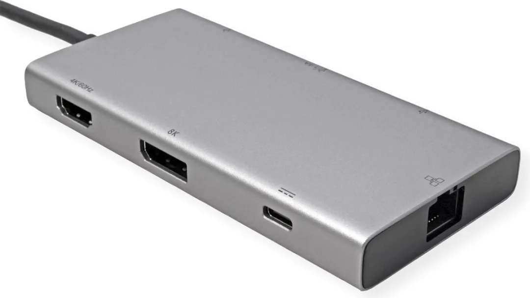 Value USB Type-C Docking Station 4K60 - HDMI+DP - 3x USB 3.2 - PD - RJ45 - Zwart/Grijs