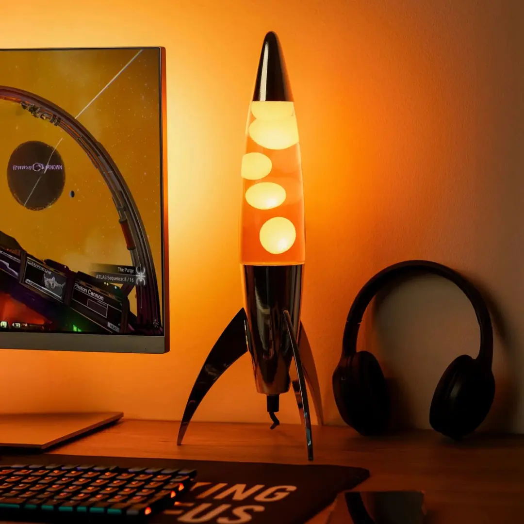 Fisura Raket Lavalamp met Oranje Lava