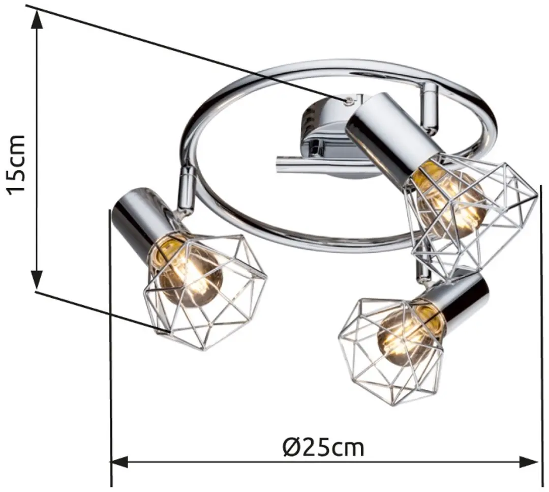 Globo Dreiva 54802-3 Plafondlamp - 3 Lichtpunten - Chroom - afbeelding 3 van 4
