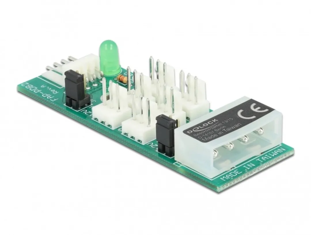Delock 25218 Adapter Aansluitverdeler 6x Koeler - 3Pin - Groen/Wit