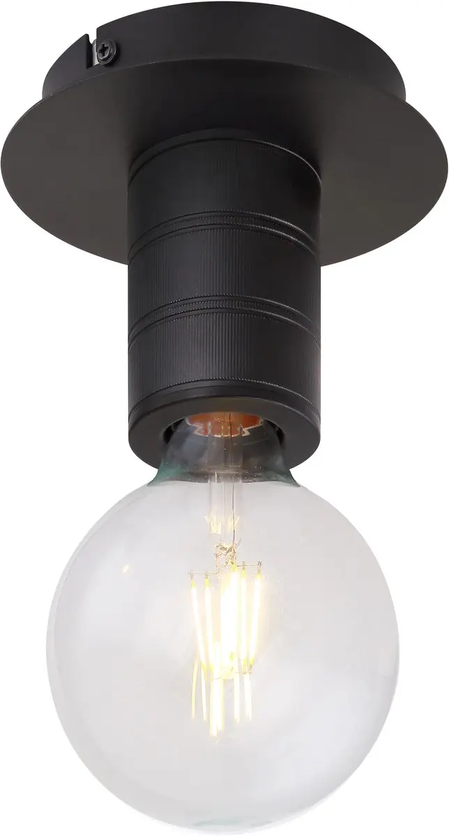 Plafondlamp 1 vlam Woonkamerlamp zwart, metaal aluminium, 1x E27 fitting, DxH 15