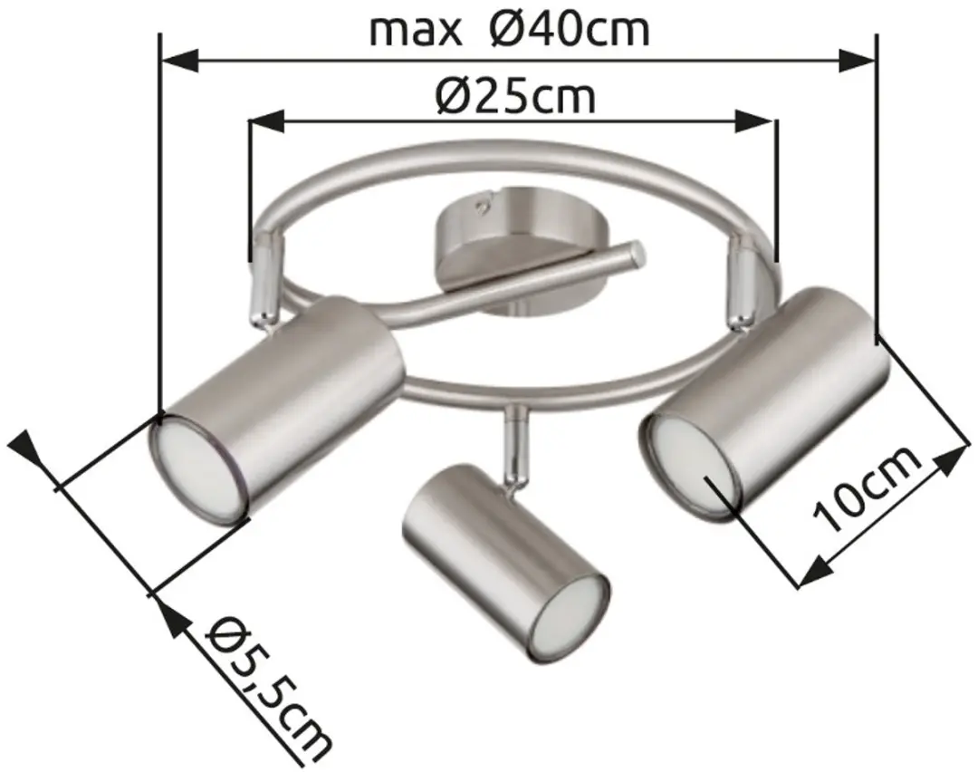 Globo Allvi Plafondspot 57914-3N - 3x GU10 - Nikkel - afbeelding 4 van 6