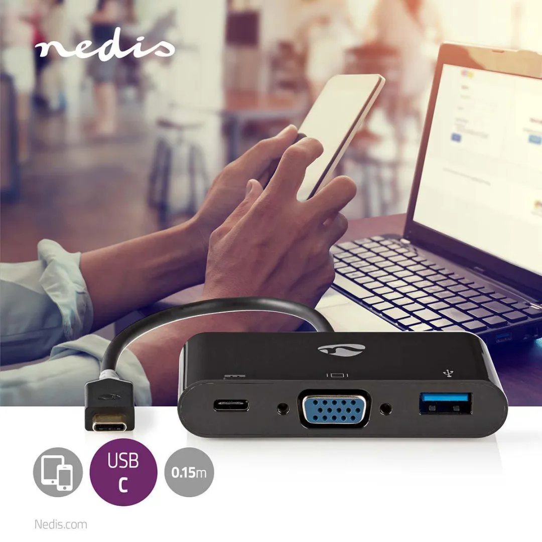 Nedis CCBW64760AT02 USB Multi-Port Adapter - 3 Poorten - 0,2m - Antraciet