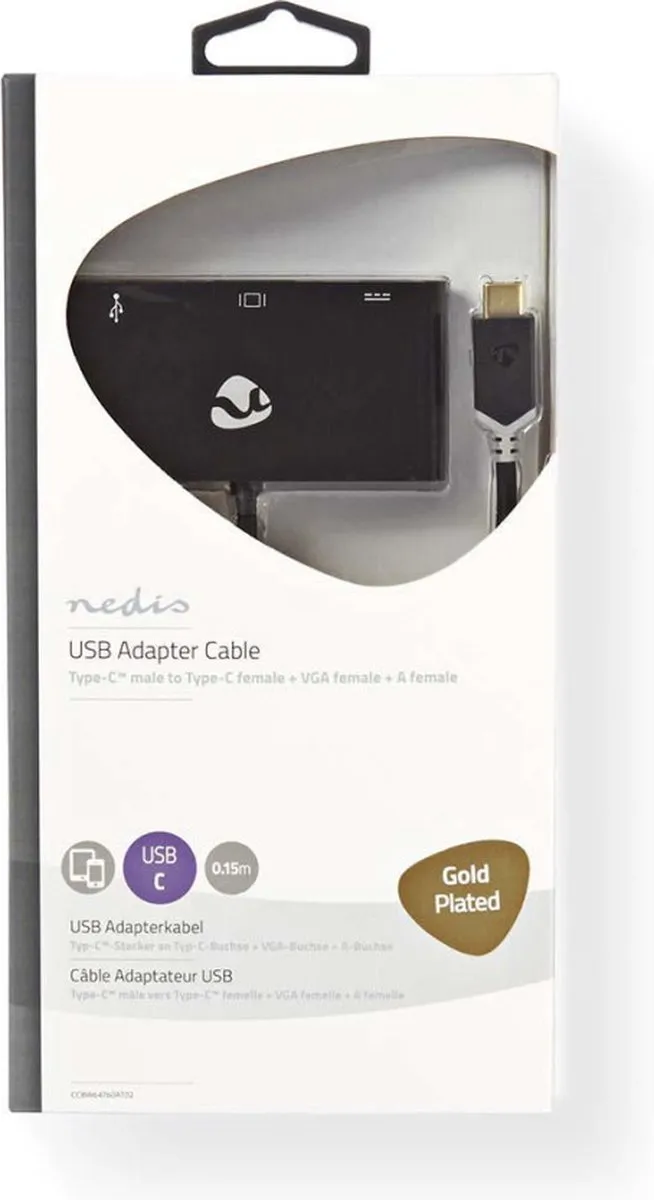 Nedis CCBW64760AT02 USB Multi-Port Adapter - 3 Poorten - 0,2m - Antraciet