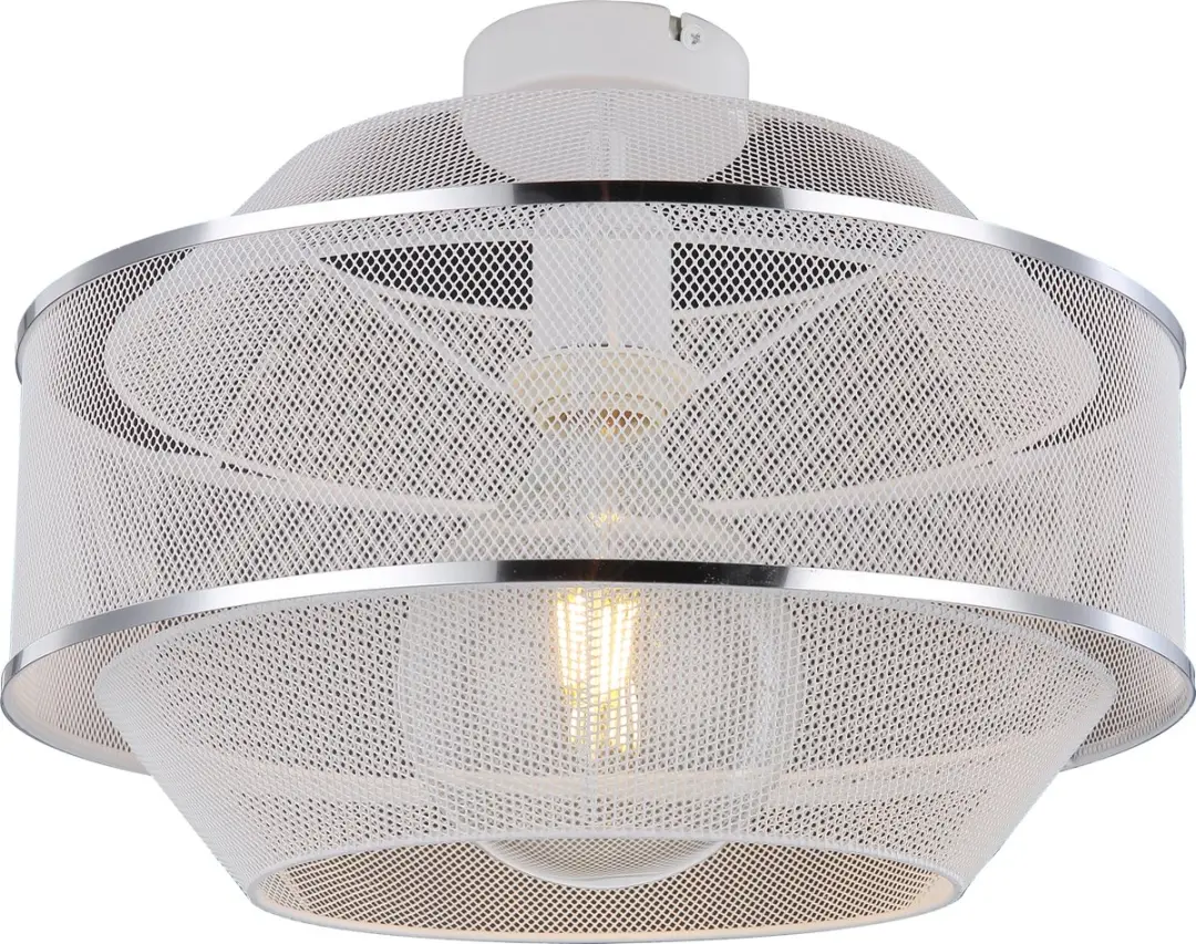 Plafondlamp gaas eetkamer design lamp plafondlamp 1 vlam met twee chromen ringen