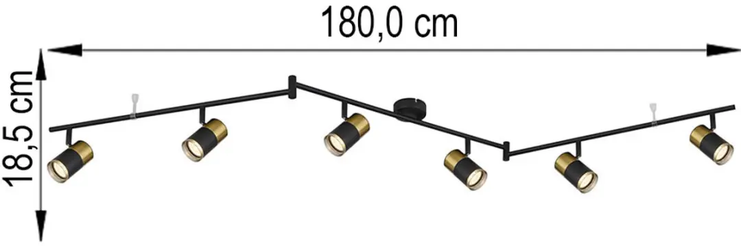 Globo Brisbon Plafondspot 57850-6 - 6x GU10 - Zwart - afbeelding 4 van 6