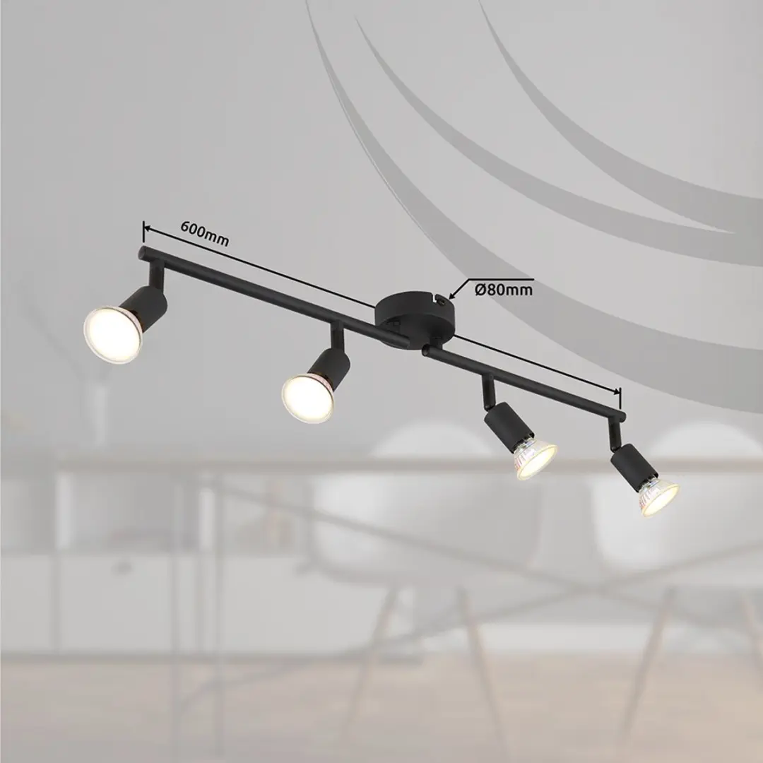 Globo Matrix Plafondlamp 57991-4S - 4-voudig - Zwart - afbeelding 4 van 6