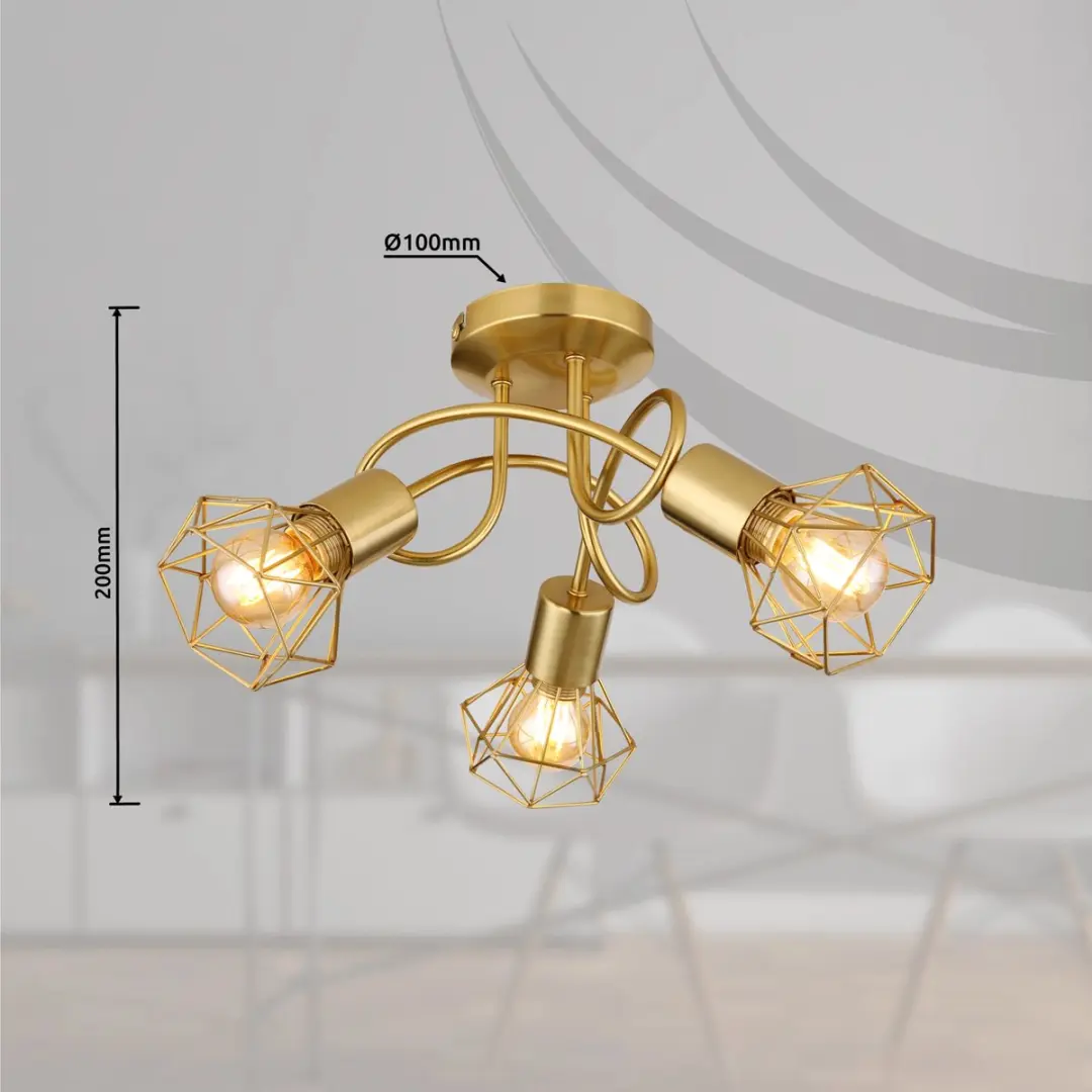 Globo Xara I 54802GB-3D Plafondlamp - Goud - afbeelding 5 van 6