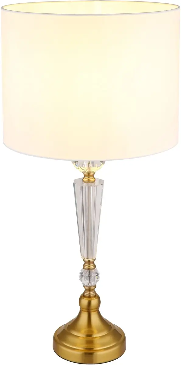 Tafellamp tafellamp kristallen messing zwarte leeslamp textielen kap, metaal, 1x