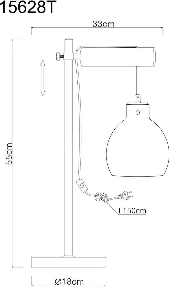 Globo Ryan 15628T Tafellamp E27 - 40W - Matt zwart - afbeelding 4 van 6