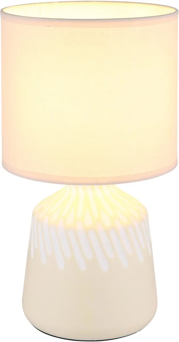 Tafellamp keramiek curry-kleurig bedlampje textiel bijzetlampje slaapkamer, E14