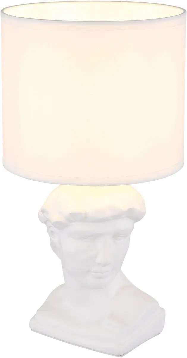 Tafellamp beeld keramiek tafellamp beeld Caesar bedlamp textielen kap wit, 1x E1