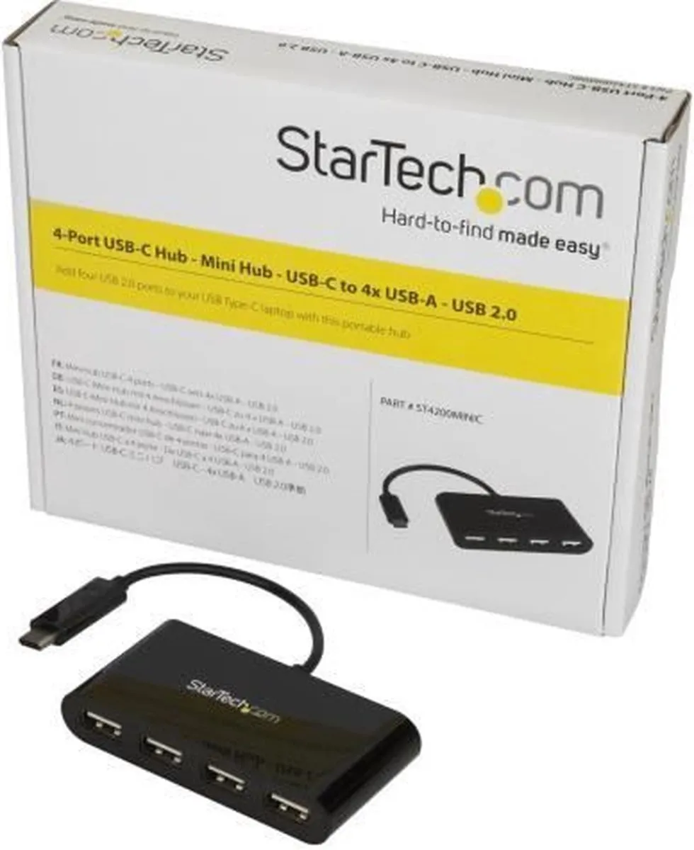 Startech ST4200MINIC USB-C Hub 4x USB 2.0 - Zwart