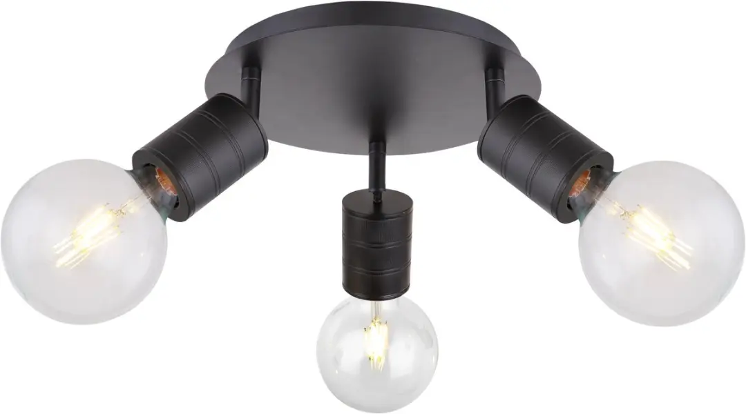 Plafondlamp, plafondspot, verstelbare spots, woonkamerlamp, zwart, D 28 cm