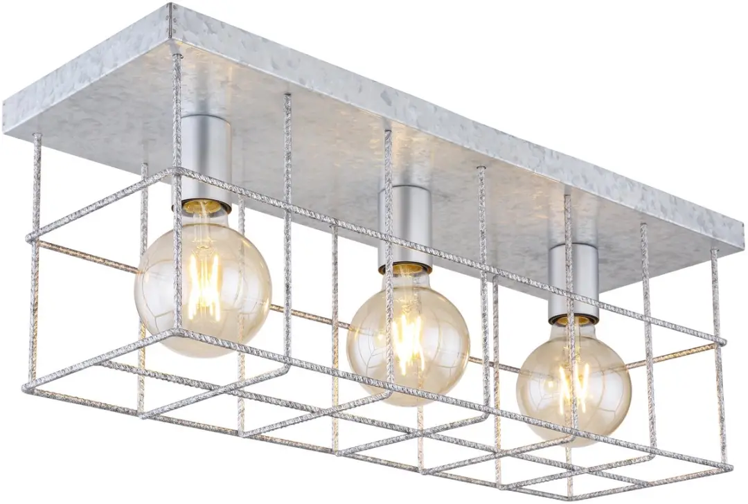 Plafondlamp 3 vlammen woonkamer industriÃ«le spot E27, metalen rooster zinkkle