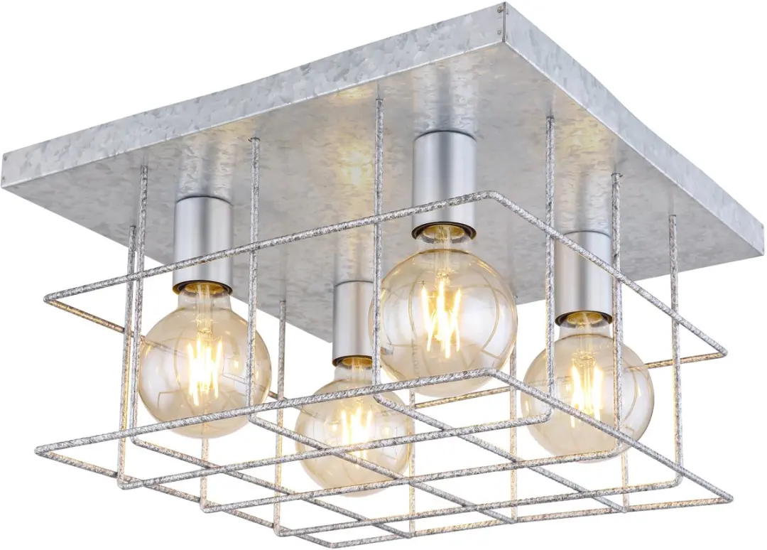 Plafondlamp Woonkamerlamp Ganglamp Eetkamerlamp, rastervorm zink, 4 vlammen, E27