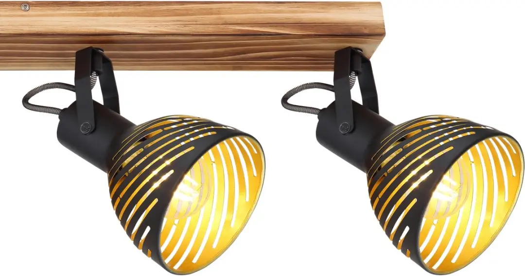 Plafondlamp zwart goud woonkamerlamp landhuis plafondspot 4 vlammen houten lamp,