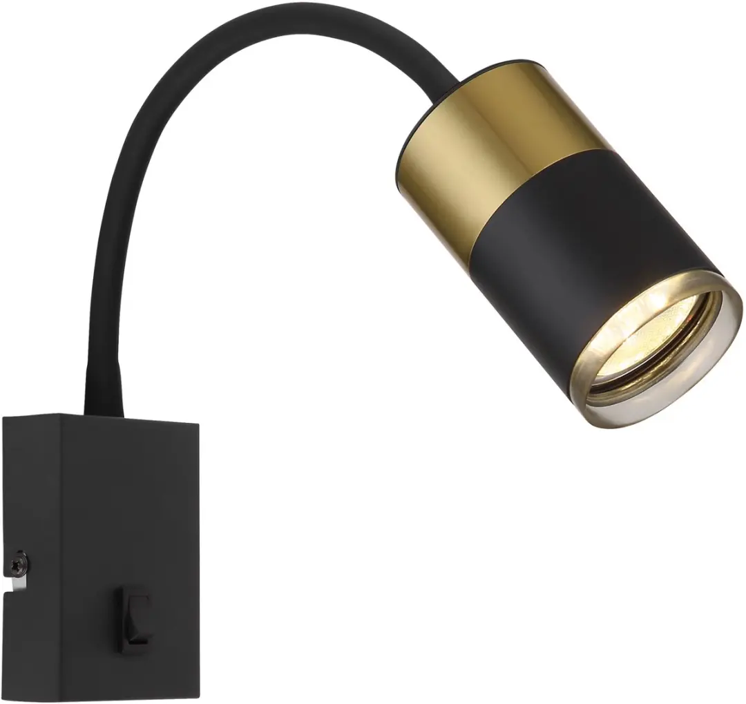 Wandlamp flexibel Slaapkamerlamp Leeslamp zwart koper Wandlamp met schakelaar, 1