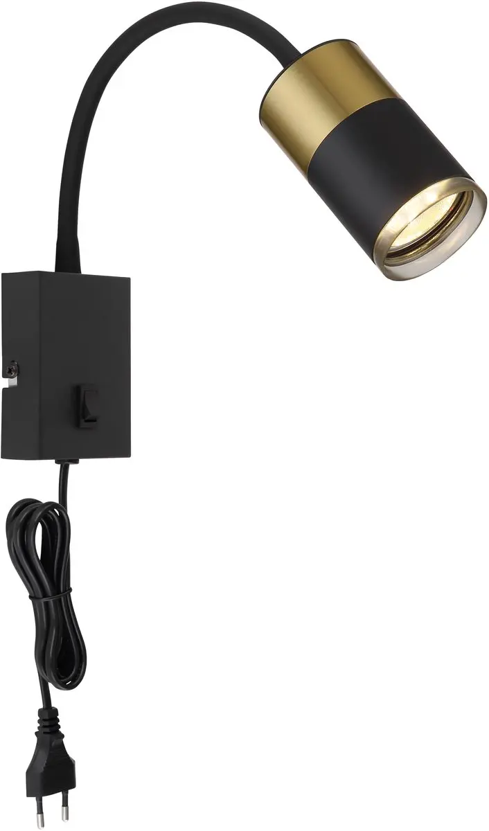Wandlamp flexibel Slaapkamerlamp Leeslamp zwart koper Wandlamp met schakelaar, 1x GU10, BxH 7 x 43 cm - afbeelding 3 van 6