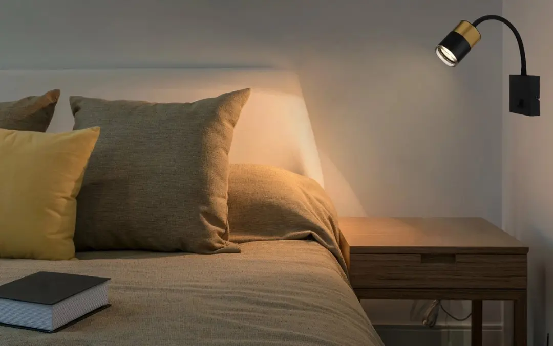 Wandlamp flexibel Slaapkamerlamp Leeslamp zwart koper Wandlamp met schakelaar, 1x GU10, BxH 7 x 43 cm - afbeelding 2 van 6