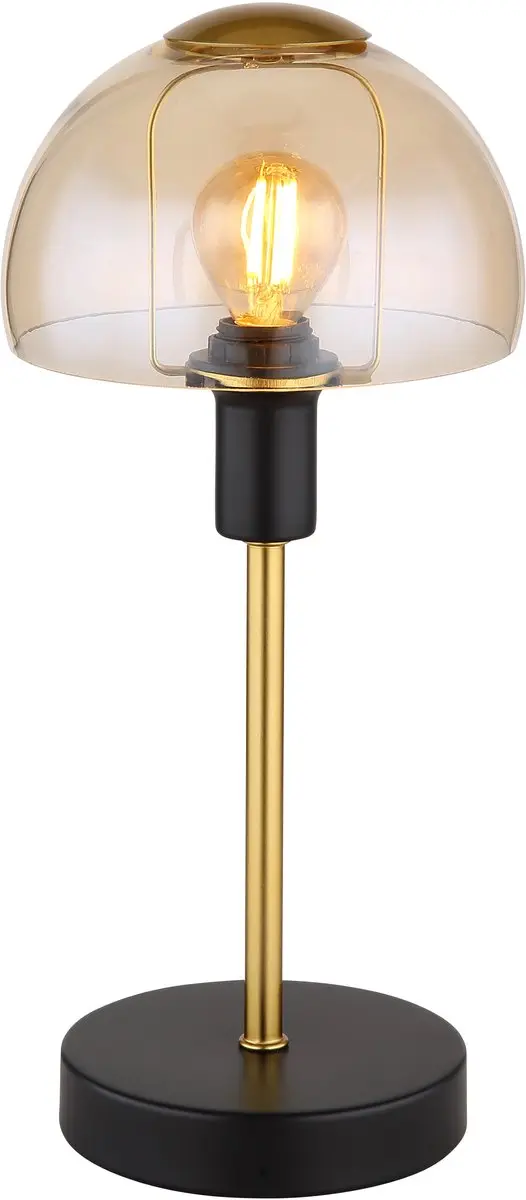 Tafellamp Nachtlampje zwart goud Woonkamerlamp Tafellamp glas amber Aanraakfunct