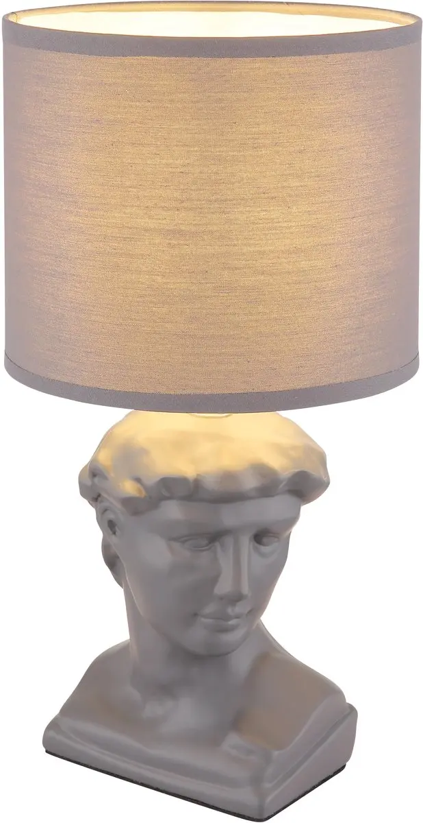 Tafellamp beeld keramiek tafellamp figuur Caesar bedlamp textiel kap grijs, 1x E