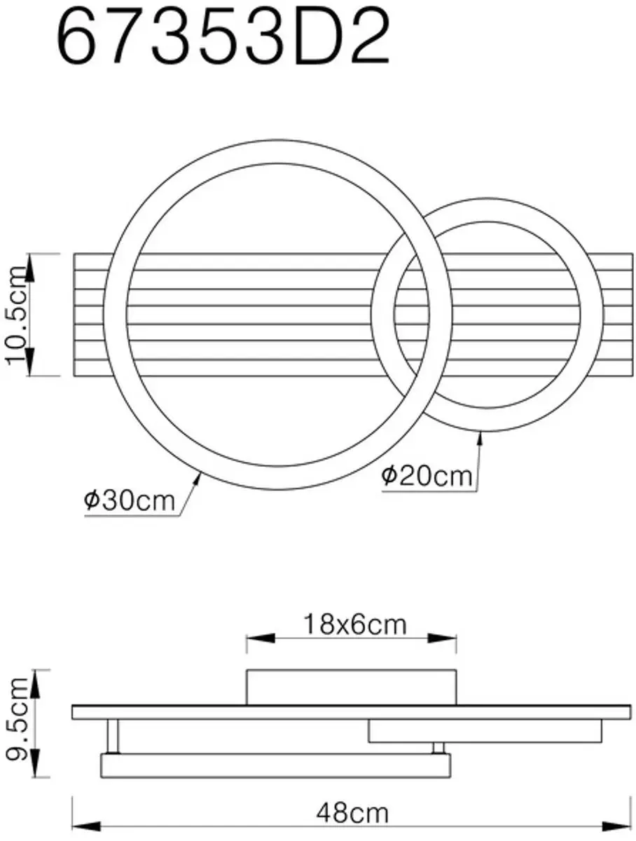 Globo Tisha 67353D2 Plafondlamp - 18W - Hout Zwart - afbeelding 6 van 6