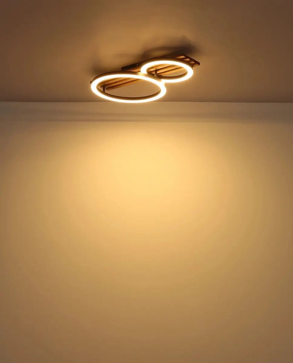 Globo Tisha 67353D2 Plafondlamp - 18W - Hout Zwart - afbeelding 3 van 6