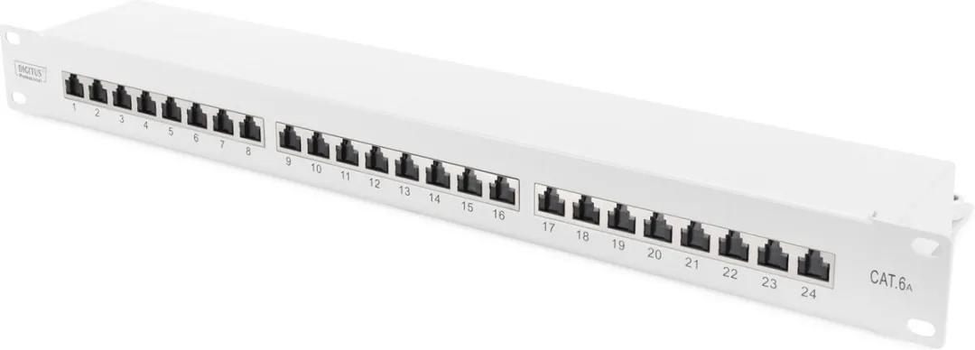 Digitus DN-91624S-EA Netwerkpatchpaneel 24 Poorten CAT 6A - 19" - Grijs-wit
