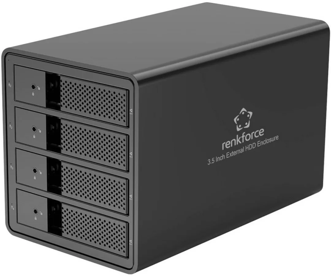 Renkforce RF-6647598 4-Bay 3.5" HDD Behuizing - USB 3.0 - Zwart