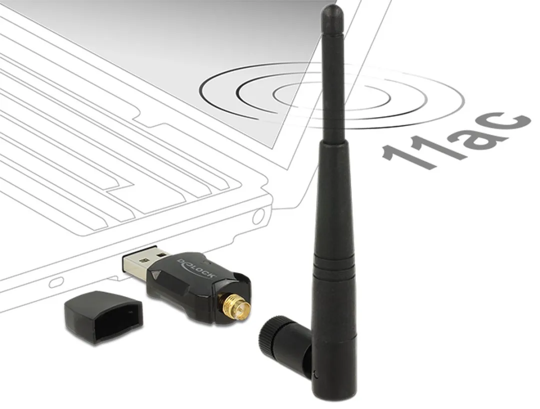 Delock USB-A Wi-Fi Dongle AC600 - Dual Band - Zwart